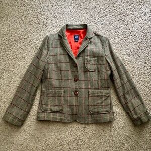 GAP Women's Plaid Wool Blend Blazer Jacket